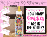 CANDY BABY BOTTLE GUESSING GAME for BABY SHOWER | How many candies in baby bottle | Baby Shower Fun | Party DIY | Printable