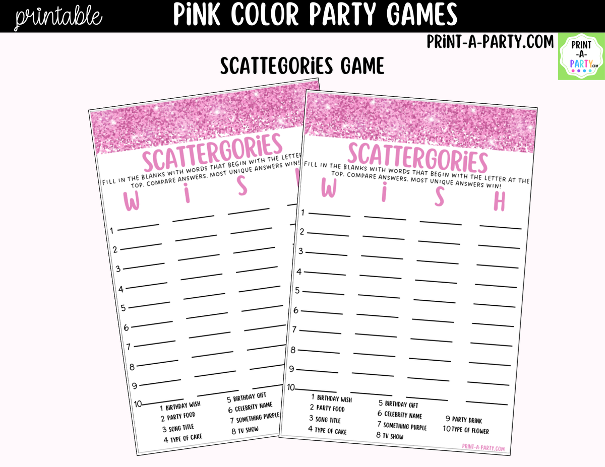 Pink Party Games Printable