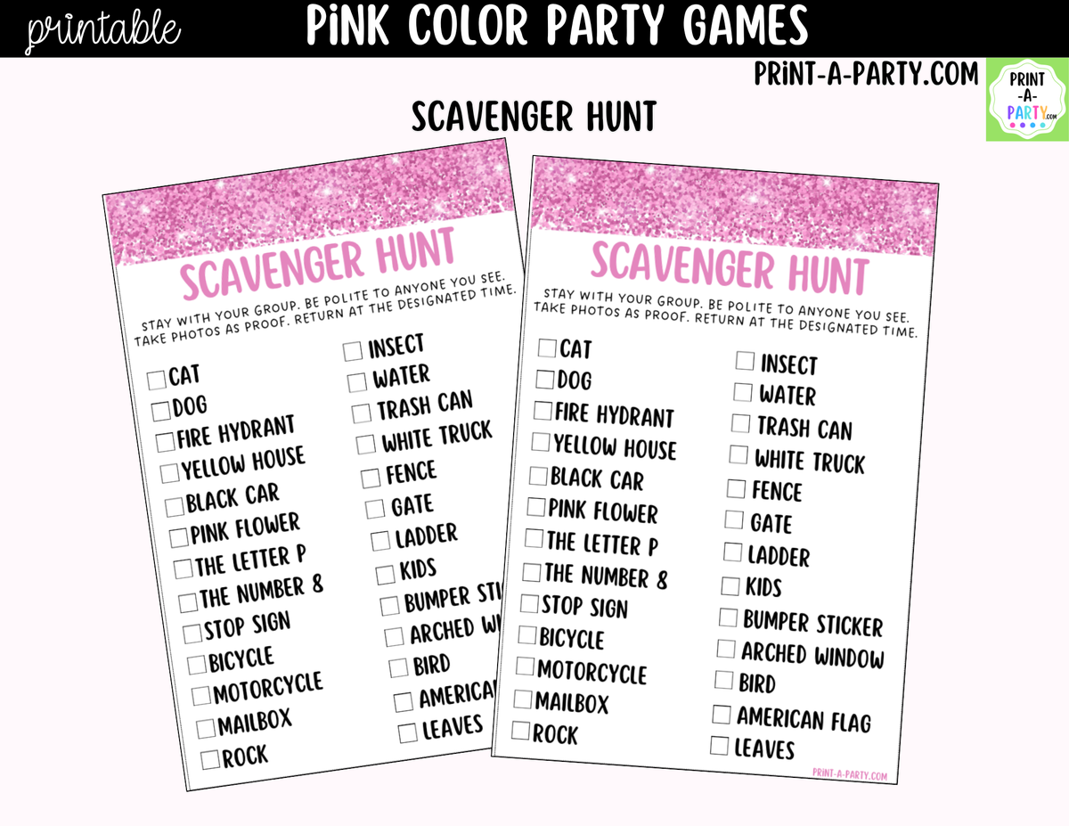 Pink Party Games Printable