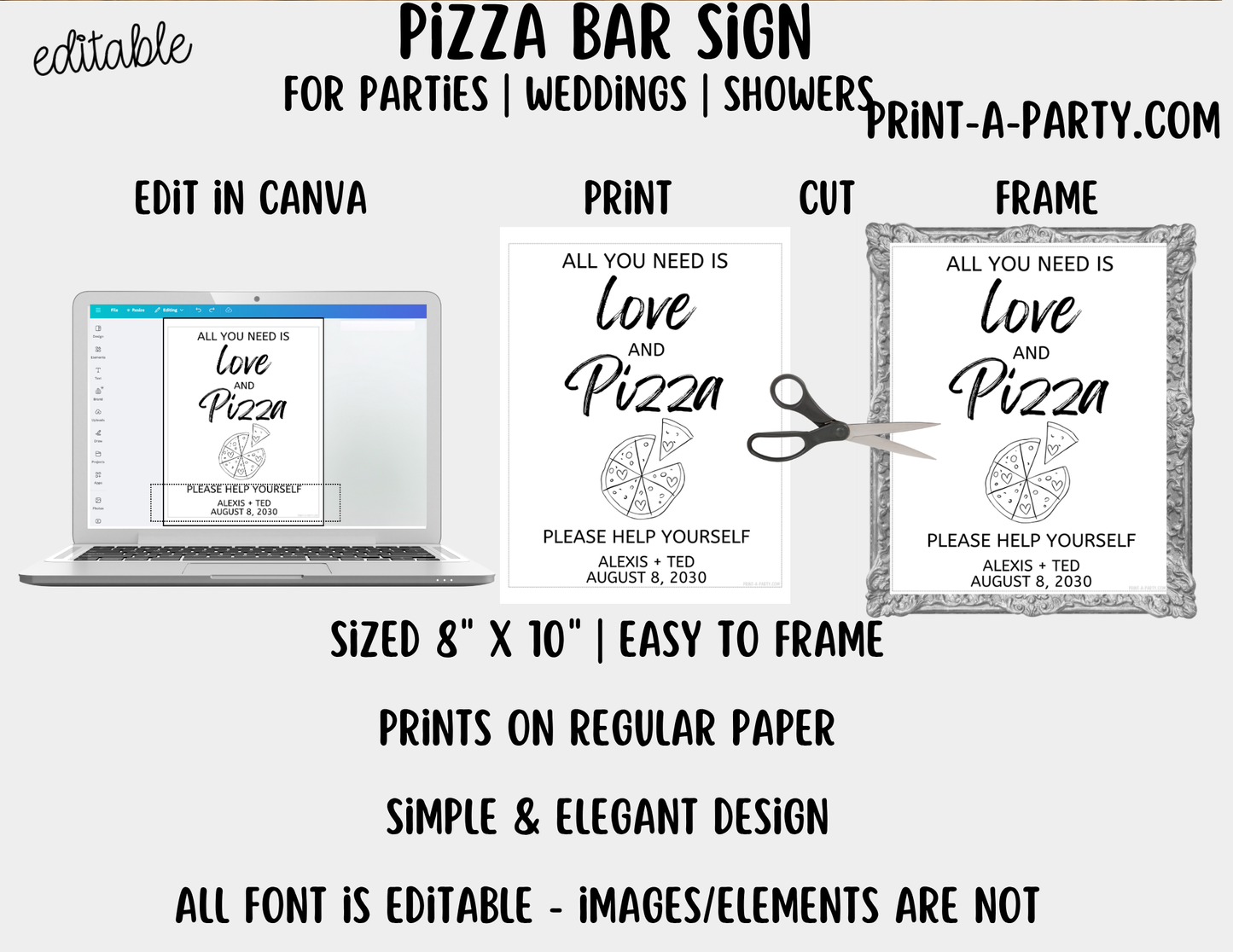 Editable Pizza Sign (8x10) – Canva Printable Template