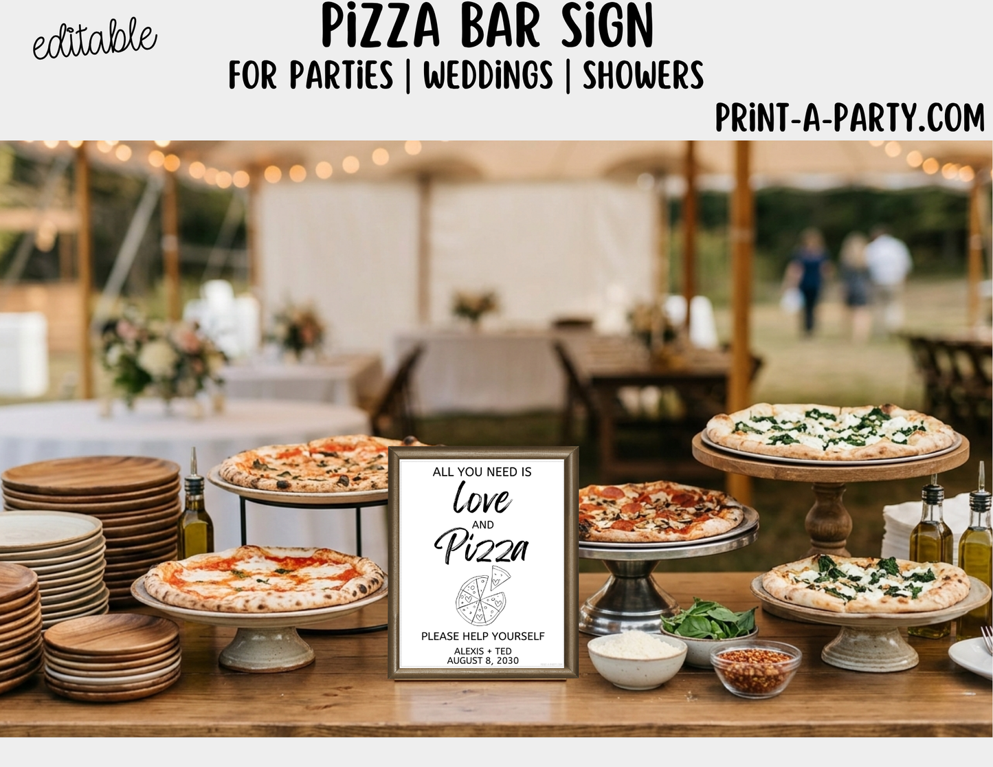 Editable Pizza Sign (8x10) – Canva Printable Template