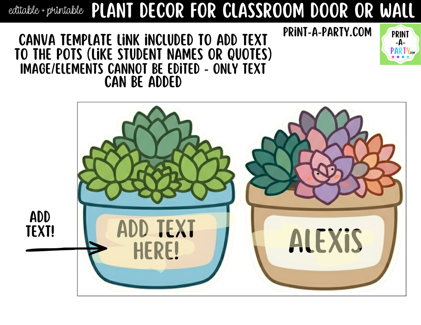 Plant-themed Printable Classroom Decor Kit for Doors, Boards, Hallways - Watch Us Grow