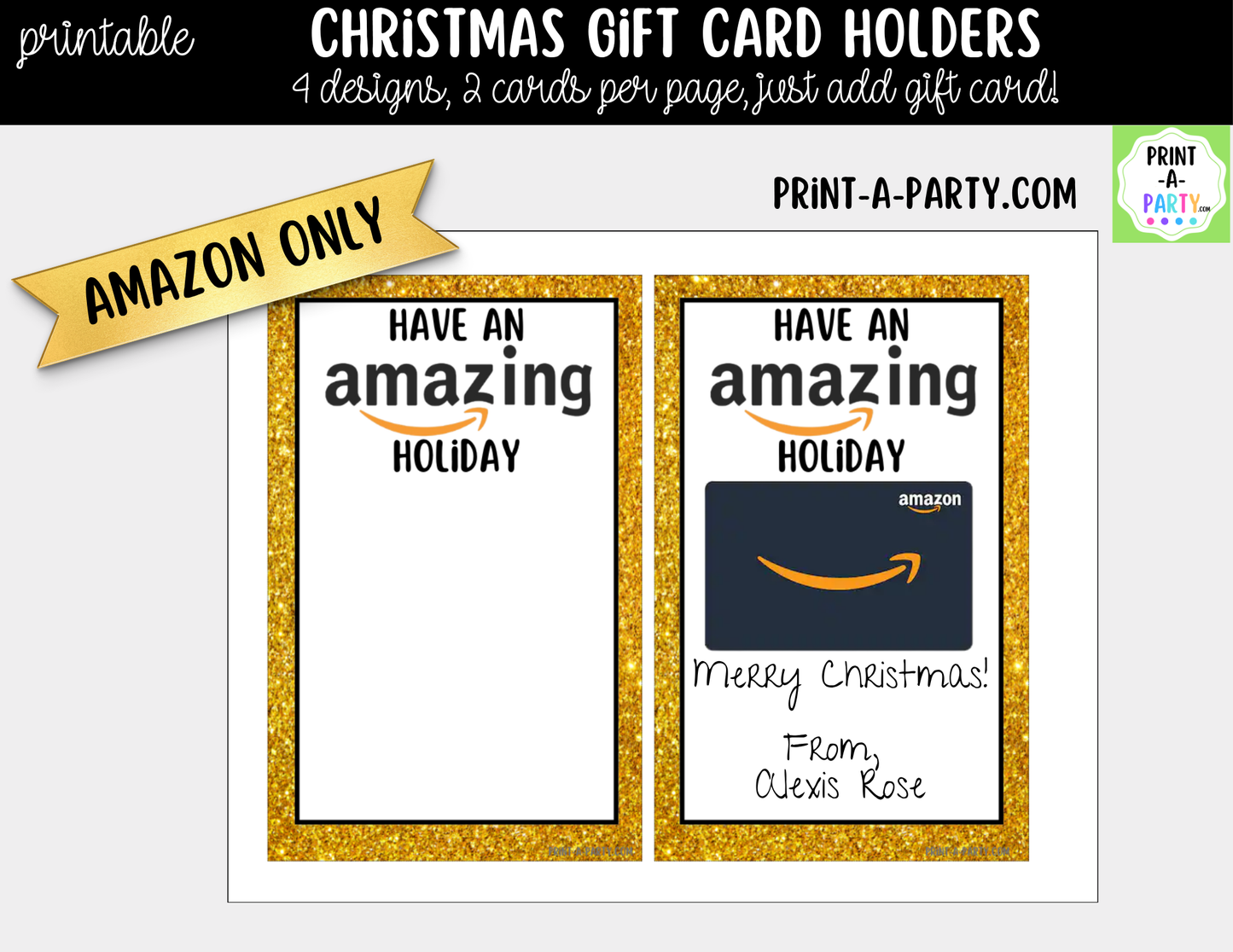 Printable Christmas Gift Card Holders - Holiday Gift Card Sleeve Templates for Teachers and Friends