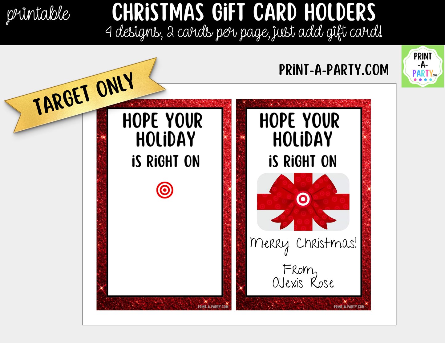 Printable Christmas Gift Card Holders - Holiday Gift Card Sleeve Templates for Teachers and Friends