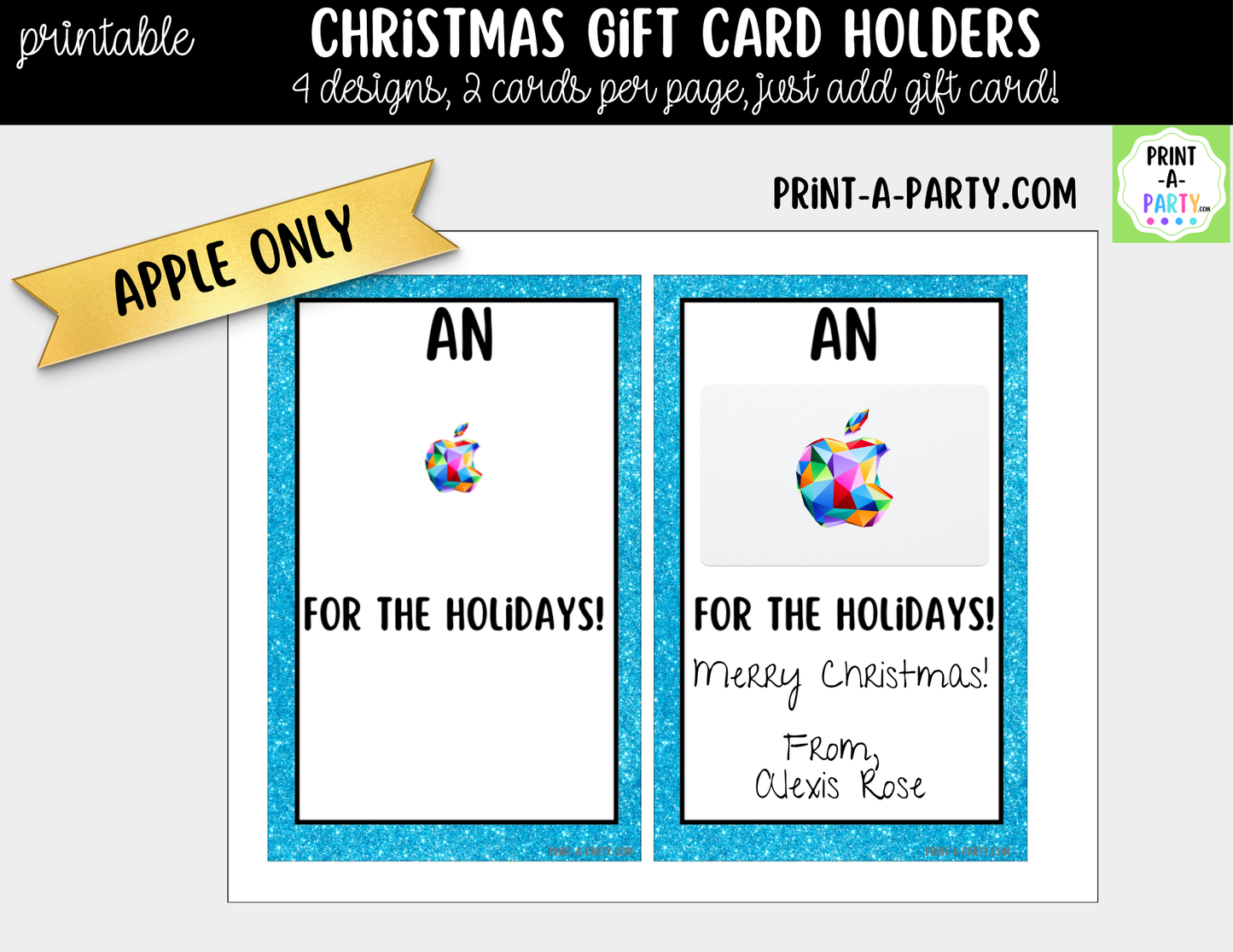 Printable Christmas Gift Card Holders - Holiday Gift Card Sleeve Templates for Teachers and Friends