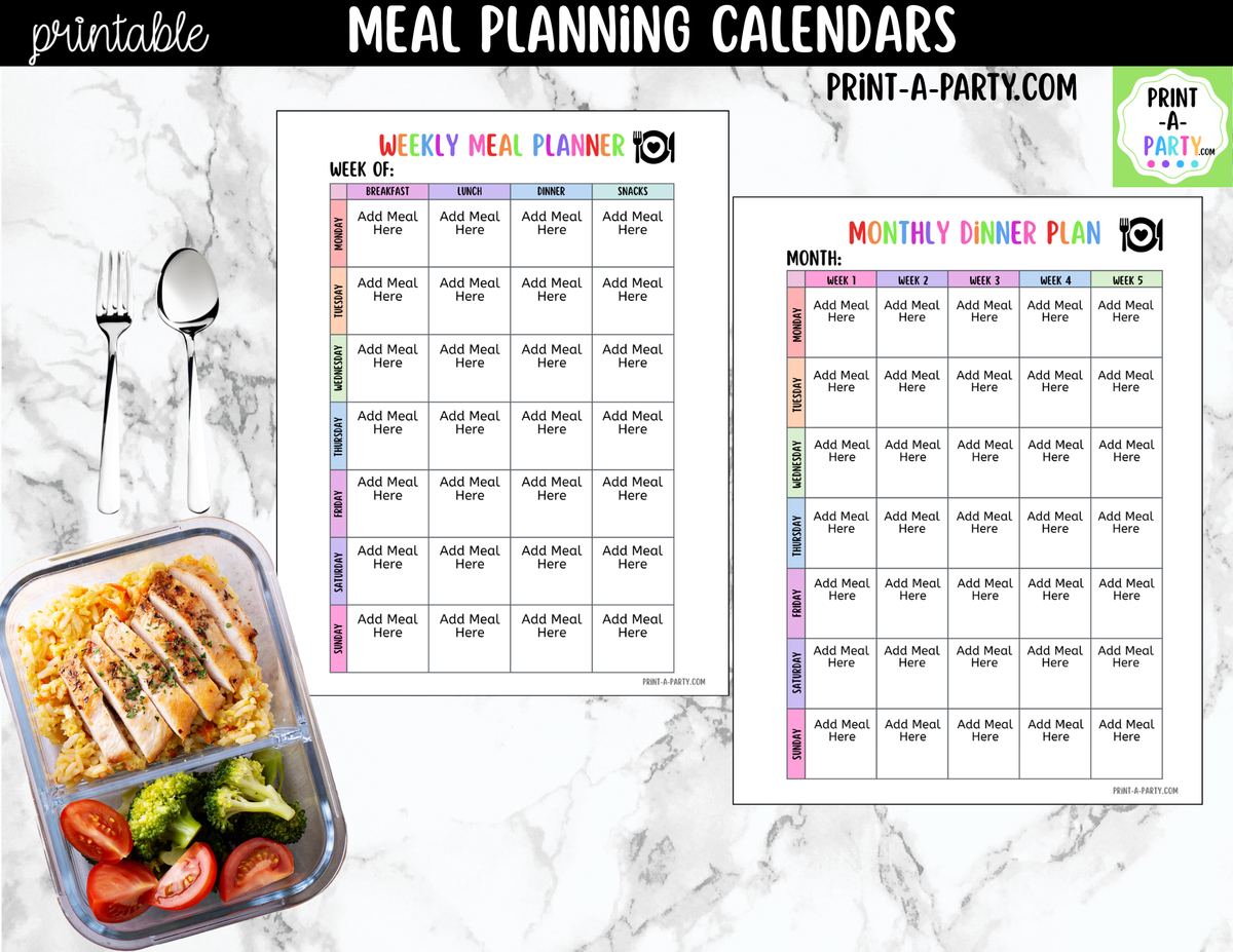 Printable Meal Planning Calendar Templates | Weekly & Monthly