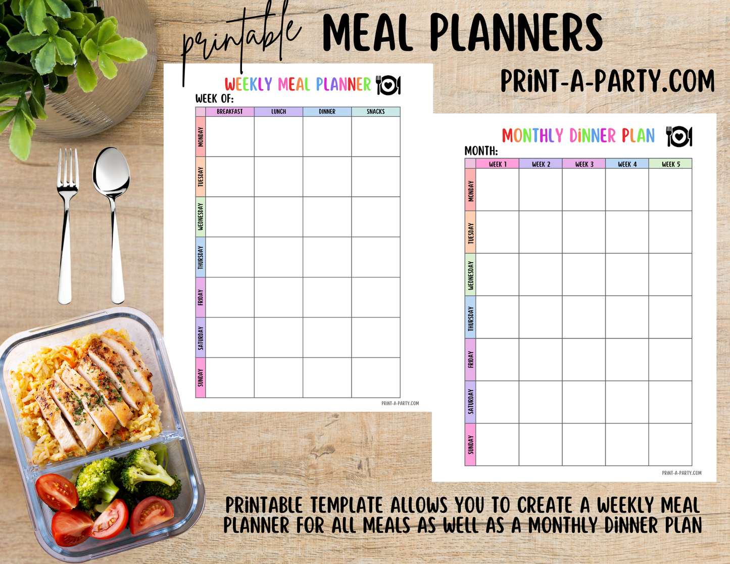 MEAL PLANNING: Printable Meal Planning Calendars - Weekly and Monthly | Home Management Binder | Home Organization