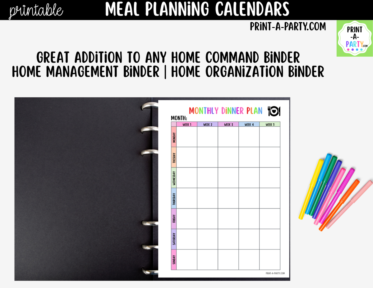 Printable Meal Planning Calendar Templates | Weekly & Monthly
