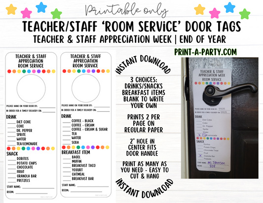 APPRECIATION | PRINTABLE Teacher Staff Room Service Tags | Teacher Appreciation Week | Staff Appreciation | PTO | PTA | Teacher Appreciation Ideas