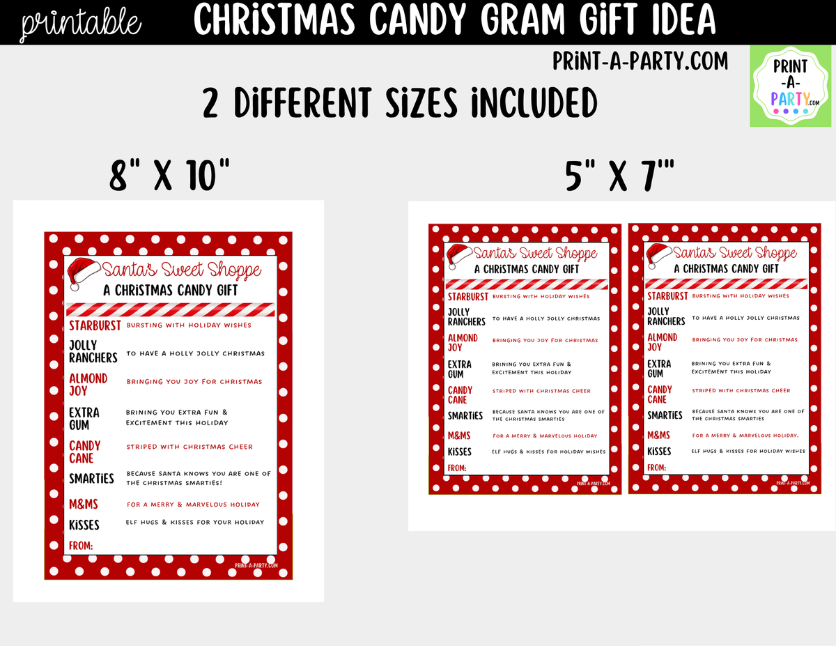Christmas Candy Gram Printable | DIY Holiday Gift for Classrooms, Teachers and Neighbors