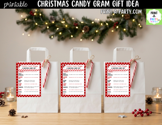 Christmas Candy Gram Printable - Ideal DIY Holiday Gift for Classrooms, Neighbors, Teachers, Coworkers, Friends