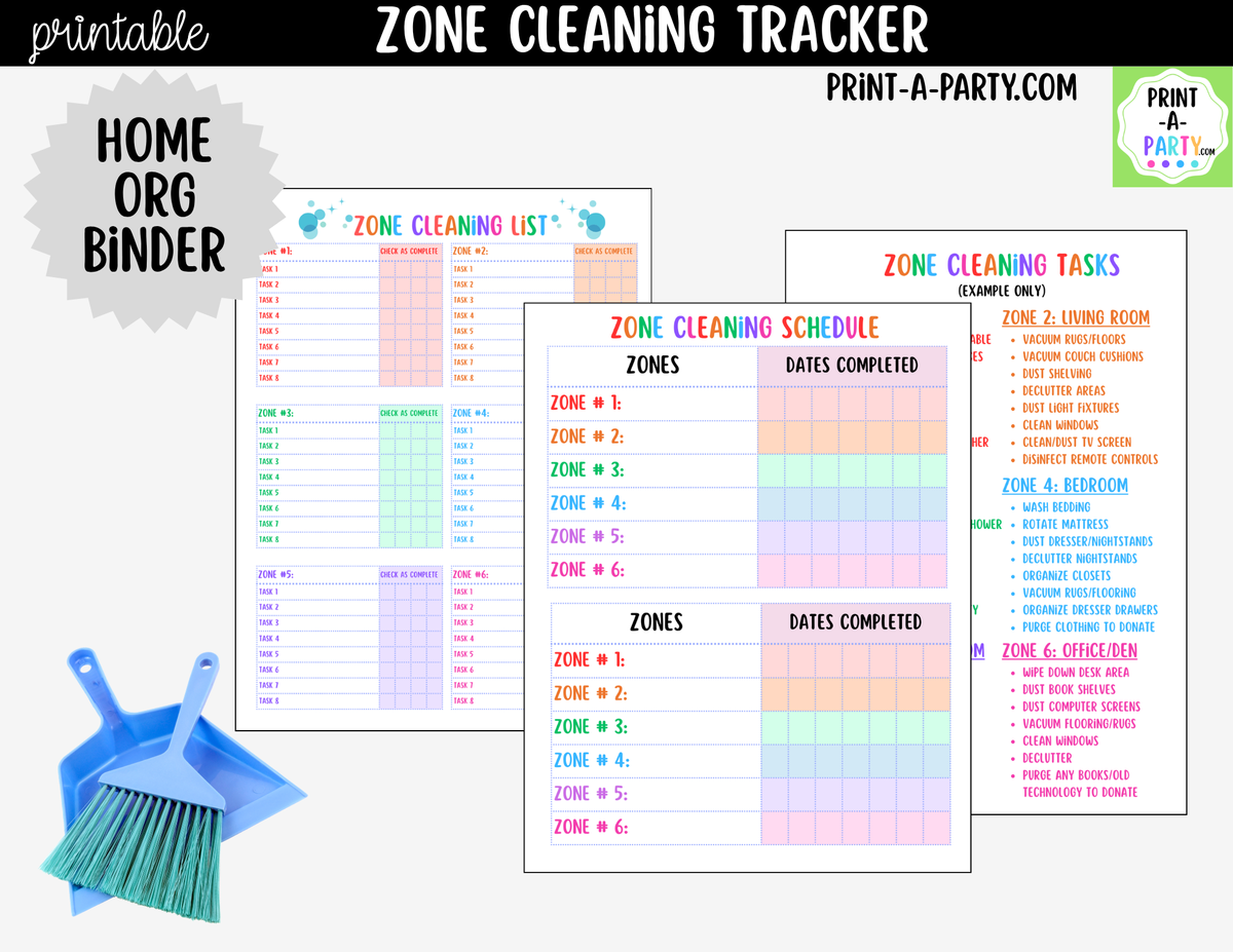 Printable Zone Cleaning Checklist Template | Home Planner