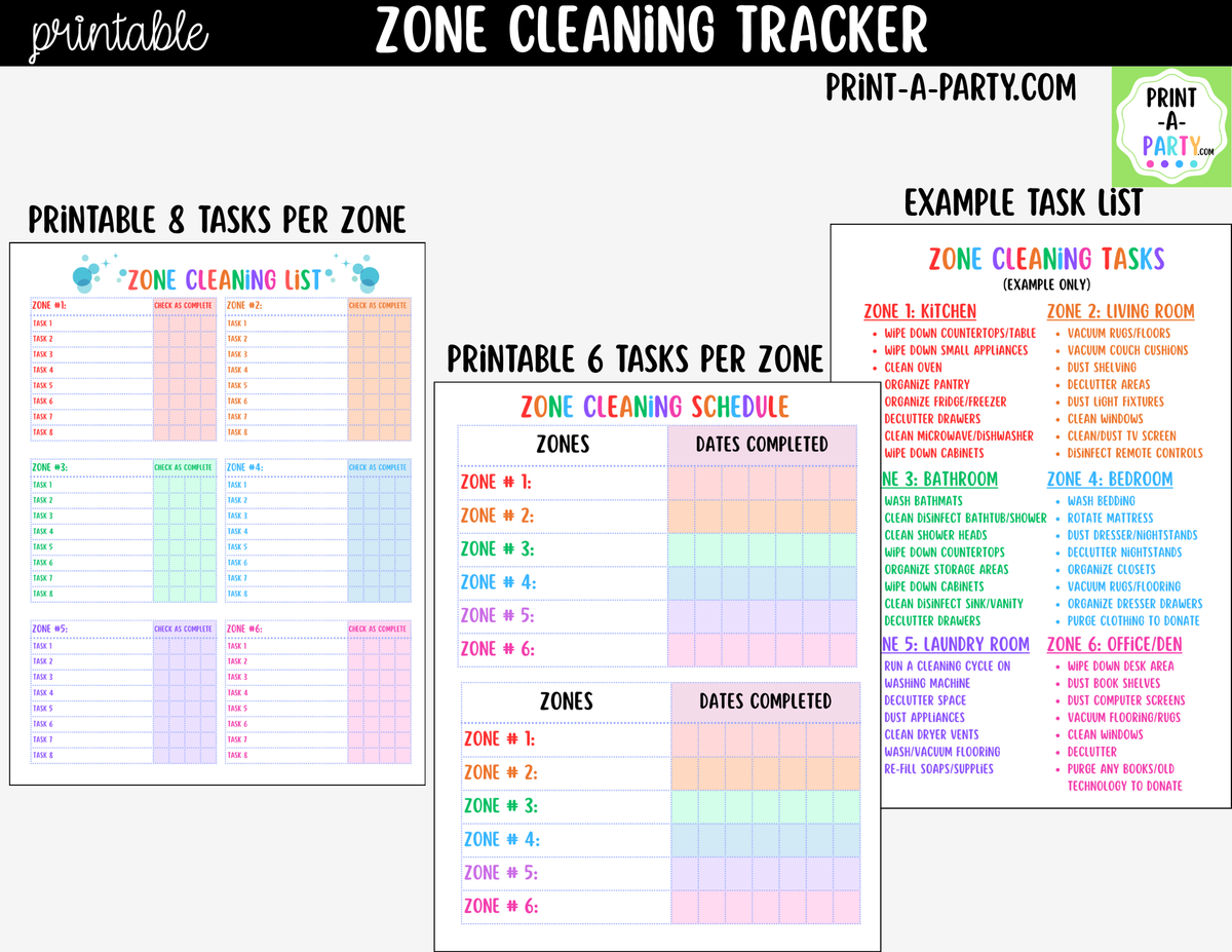 Printable Zone Cleaning Checklist Template | Home Planner