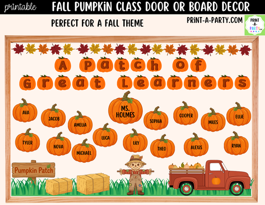 Fall Pumpkin-themed Printable Classroom Decor Kit for Doors, Boards, Hallways - A Patch of Great Learners