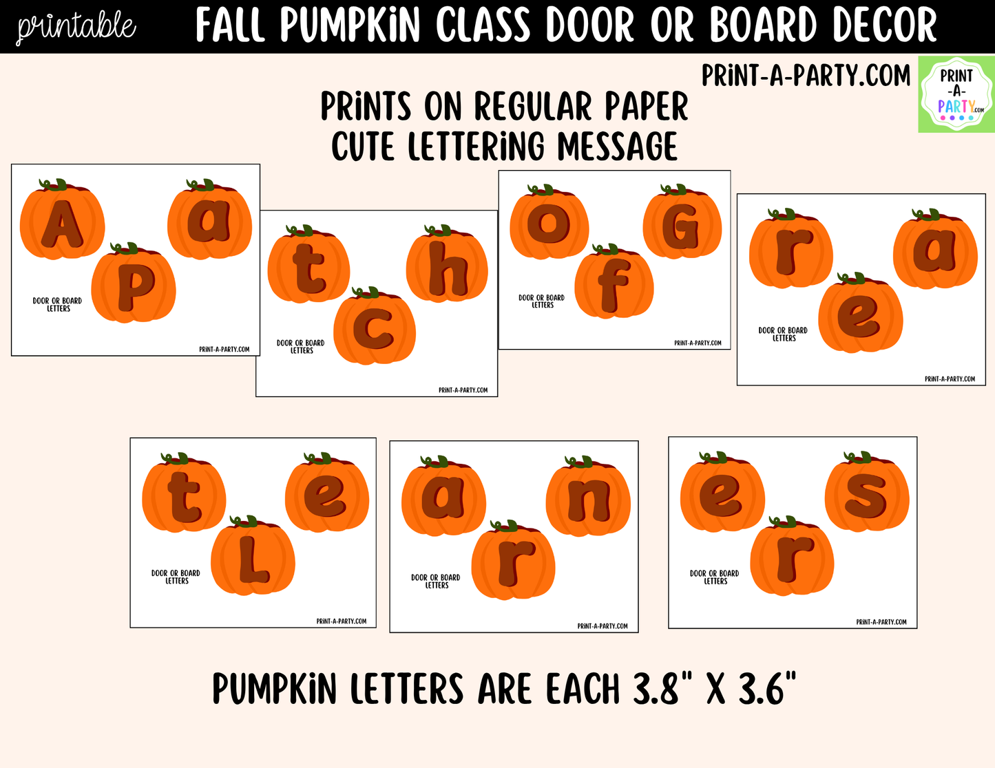 Fall Pumpkin-themed Printable Classroom Decor Kit for Doors, Boards, Hallways - A Patch of Great Learners