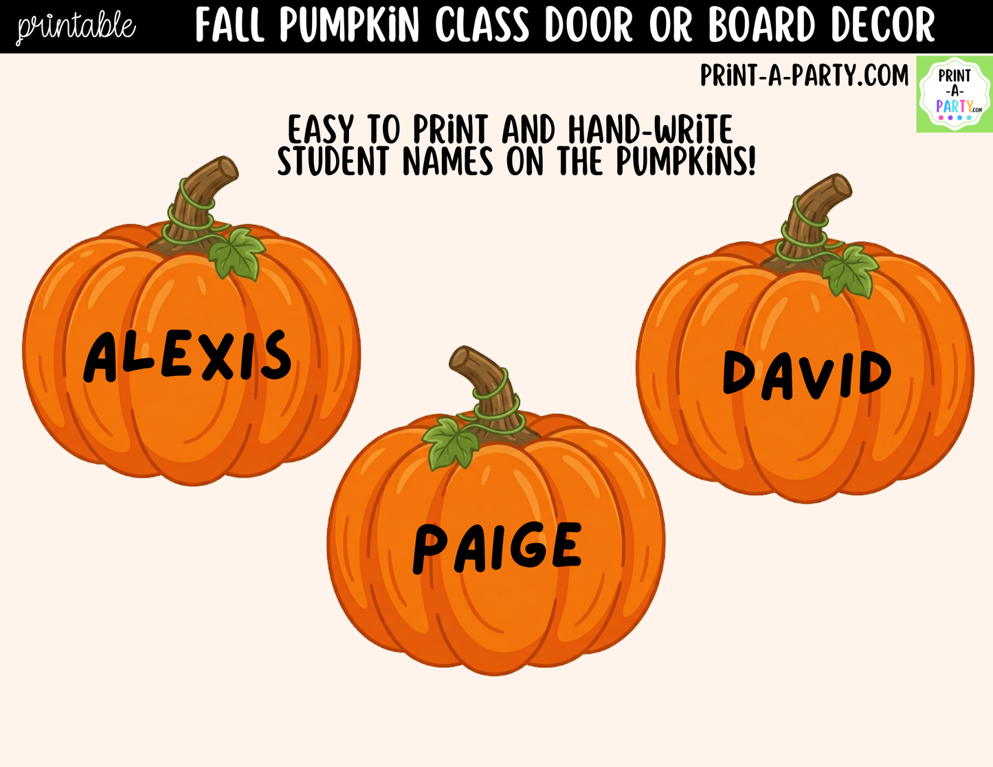 Fall Pumpkin-themed Printable Classroom Decor Kit for Doors, Boards, Hallways - A Patch of Great Learners