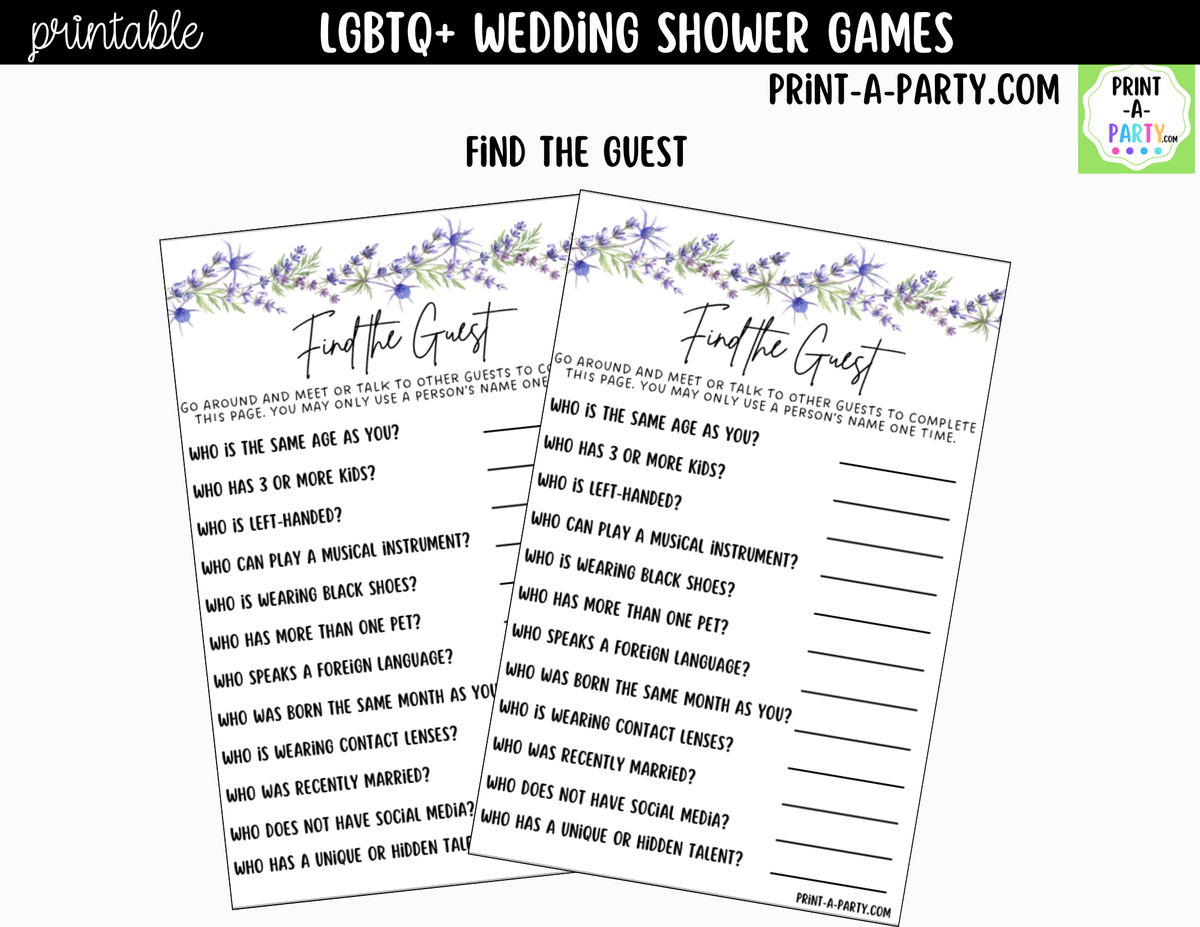 LGBTQ+ Wedding Shower Games Printable | Floral