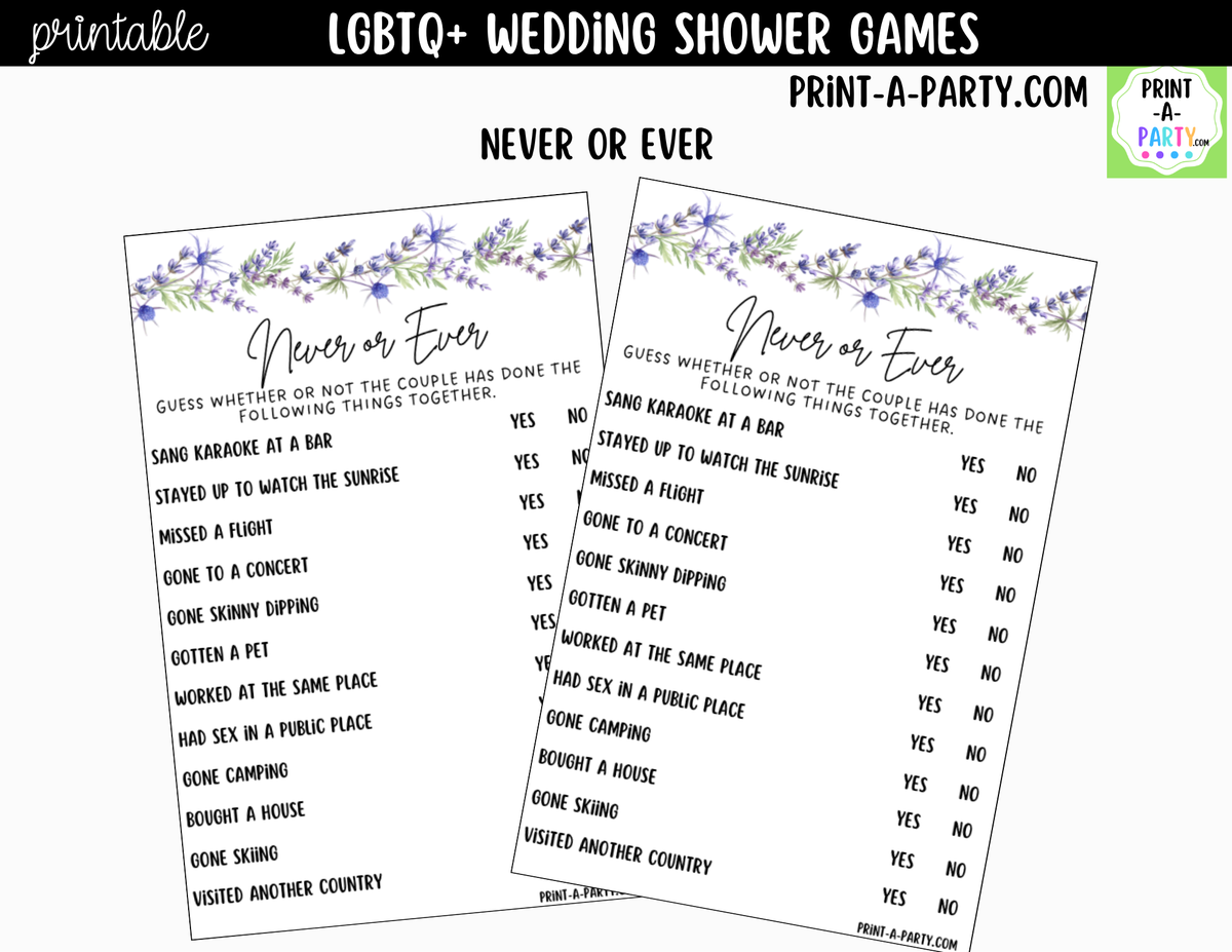 LGBTQ+ Wedding Shower Games Printable | Floral