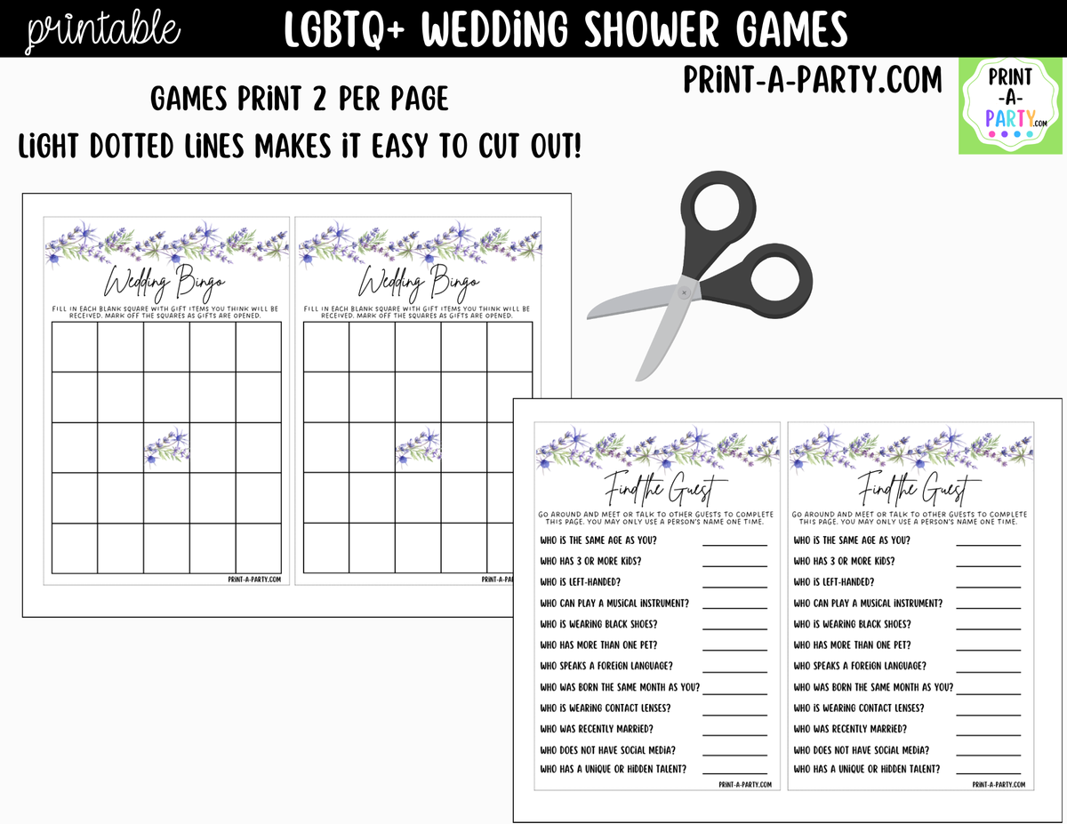 LGBTQ+ Wedding Shower Games Printable | Floral