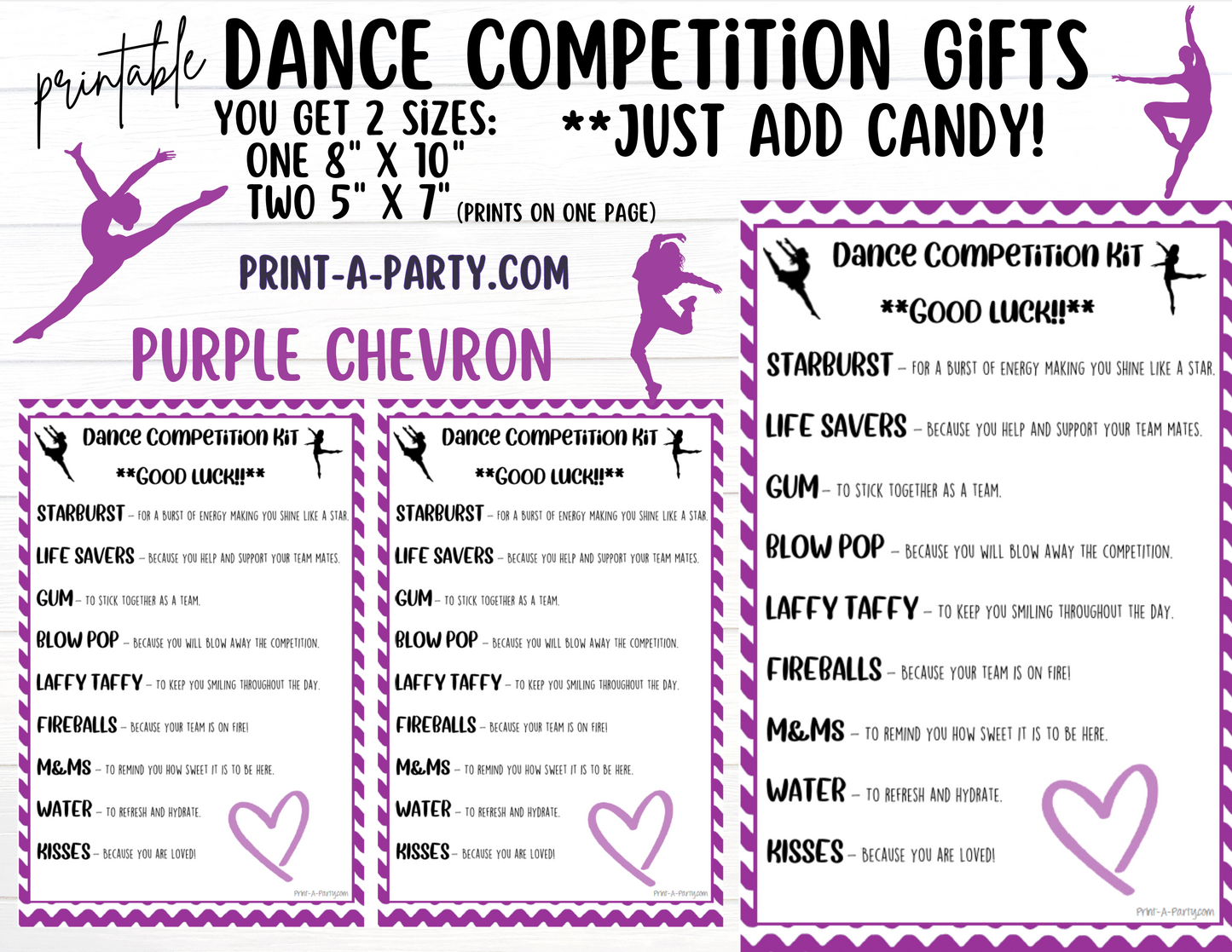 DANCE Competition Gift | Candy Gram Kit Letter | Dance Contest | Chevron | Dance Gifts - INSTANT DOWNLOAD