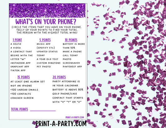 GAMES: Printable Purple Color Party Games Bundle – Vibrant Purple Party Games (5x7 Instant Download)