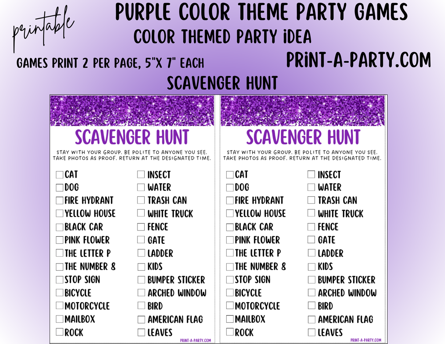 GAMES: COLOR PARTY PURPLE THEME | Color Party | Purple Party Games | Purple Party Ideas | INSTANT DOWNLOAD