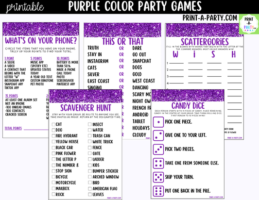 Purple Party Games Printable