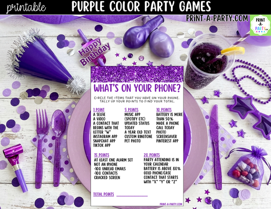 Purple Party Games Printable