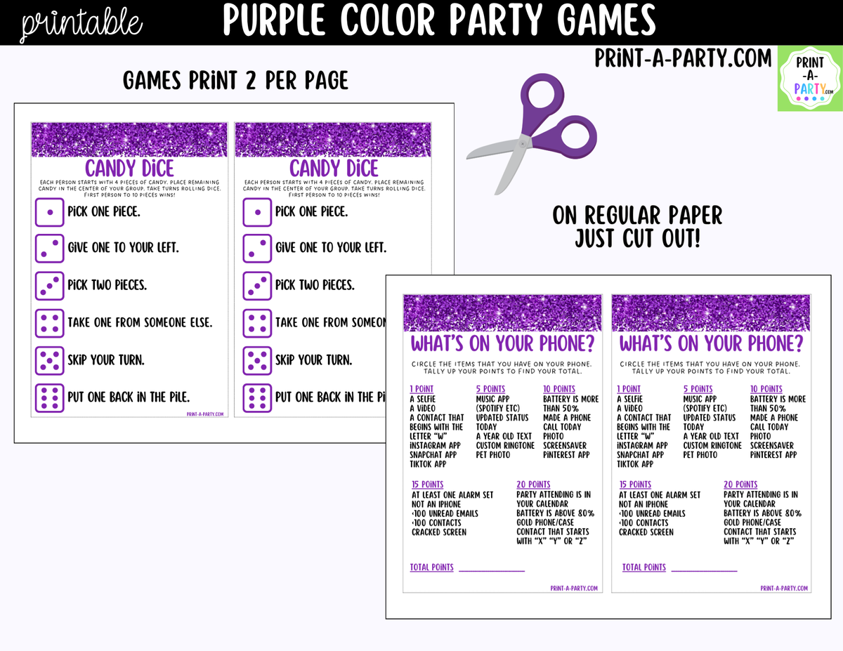 Purple Party Games Printable
