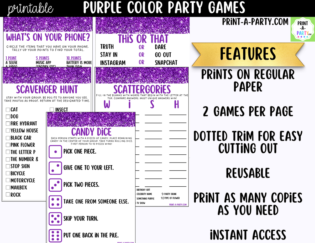 Purple Party Games Printable