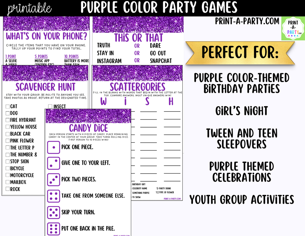 Purple Party Games Printable