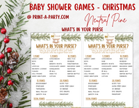 GAME BUNDLE for Christmas Baby Shower - Neutral Pine with Lights | Christmas Baby Shower Theme | Christmas Baby Shower Ideas | INSTANT DOWNLOAD