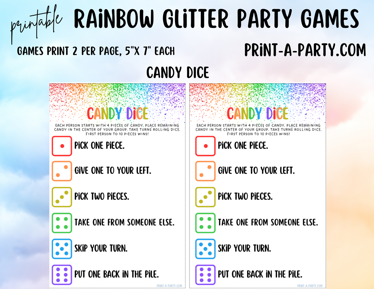 GAMES: RAINBOW GLITTER THEME | Birthday Party Games | Rainbow Party | Rainbow Party Ideas | INSTANT DOWNLOAD