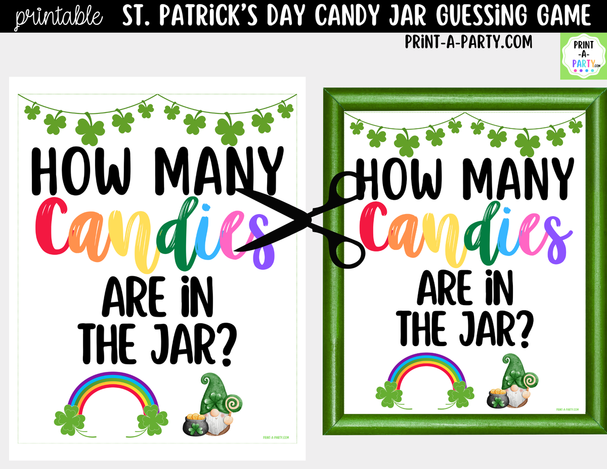 St. Patrick's Day Rainbow Candy Jar Guessing Game Printable