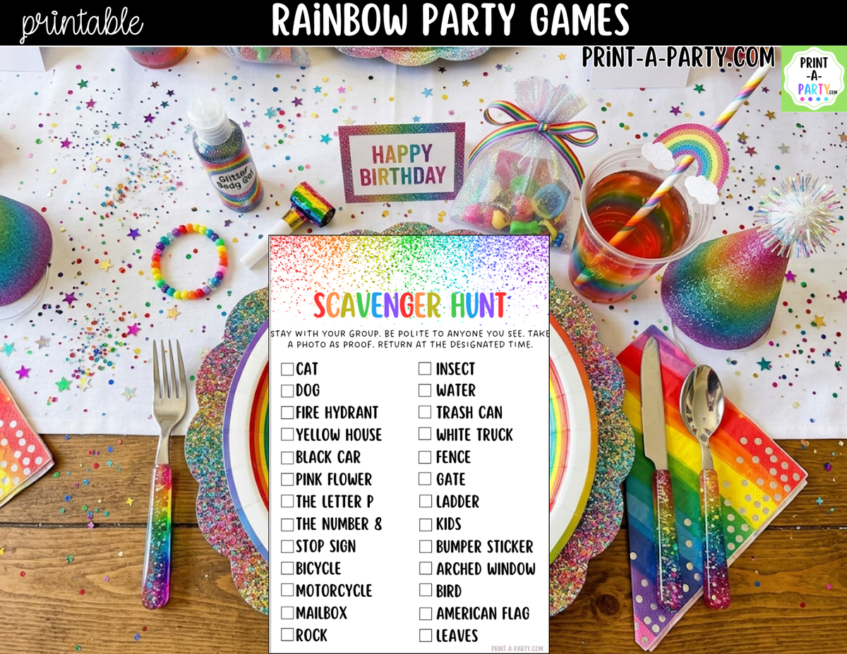 Rainbow Party Games Printable