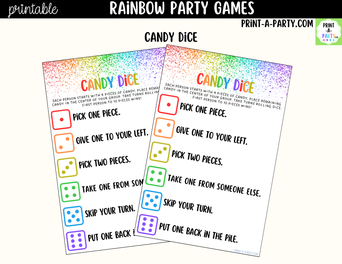 Rainbow Party Games Printable