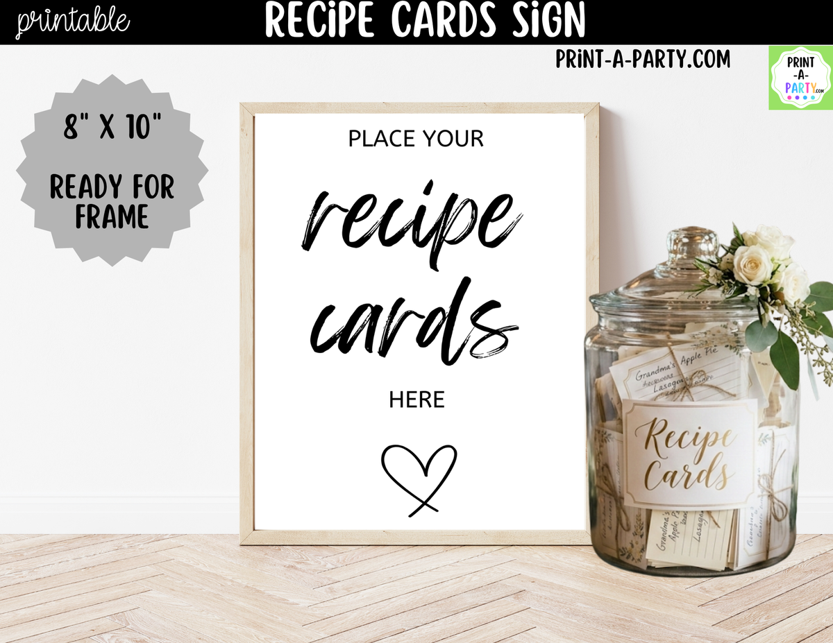 Recipe Cards Sign Printable – Wedding & Bridal Shower