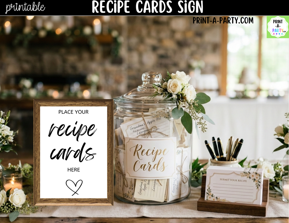 Recipe Cards Sign Printable – Wedding & Bridal Shower