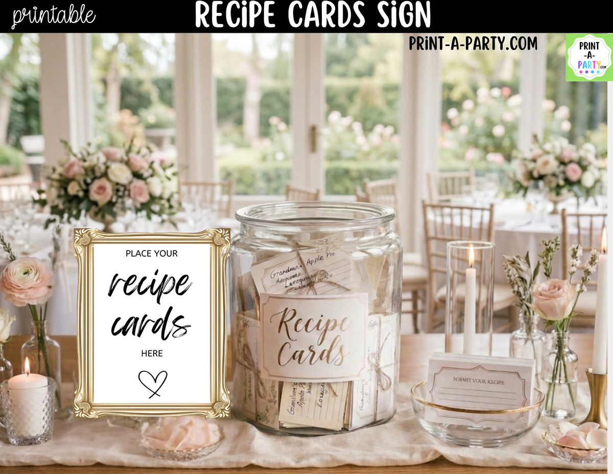 Recipe Cards Sign Printable – Wedding & Bridal Shower