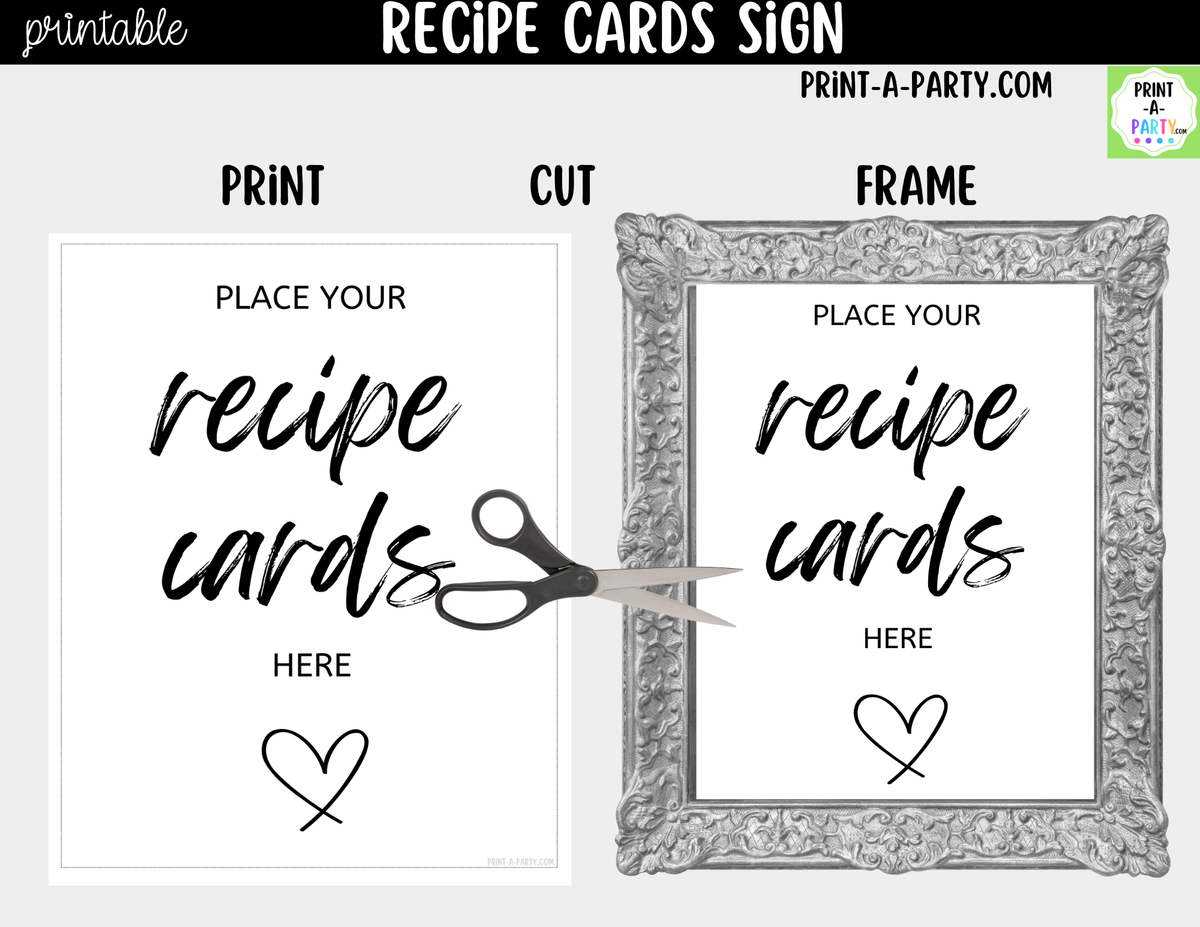 Recipe Cards Sign Printable – Wedding & Bridal Shower