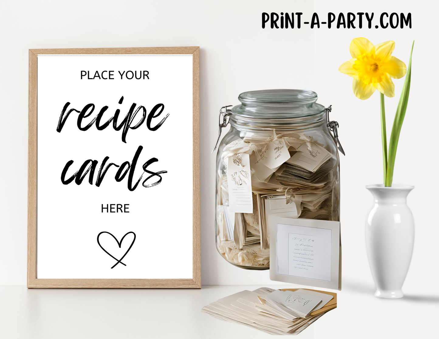 PLACE YOUR RECIPE CARDS HERE  | Printable Wedding Sign | Wedding Sign | Shower Sign | Recipe Cards Sign