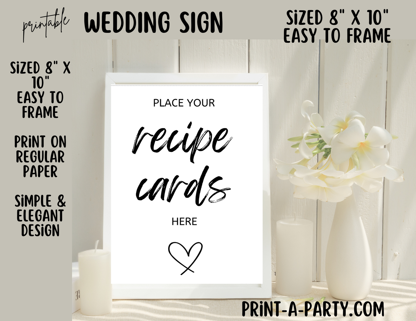 PLACE YOUR RECIPE CARDS HERE  | Printable Wedding Sign | Wedding Sign | Shower Sign | Recipe Cards Sign