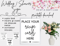 PLACE YOUR RECIPE CARDS HERE SIGN PRINTABLE | Wedding Sign | Bridal Shower Decor | Bridal Shower Sign | Same Sex Wedding Activity Sign