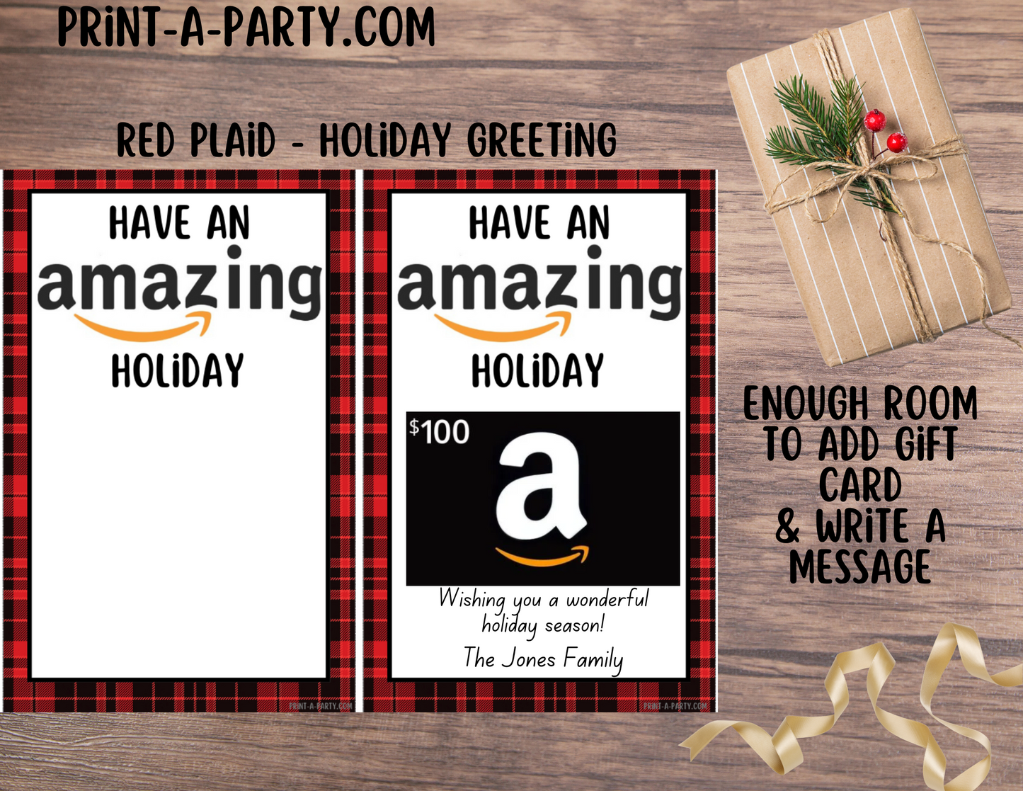 GIFT CARD Amazon Christmas Holiday Templates | Amazon Christmas Gift Card | Amazon Holiday Gift Card Printables - INSTANT DOWNLOAD