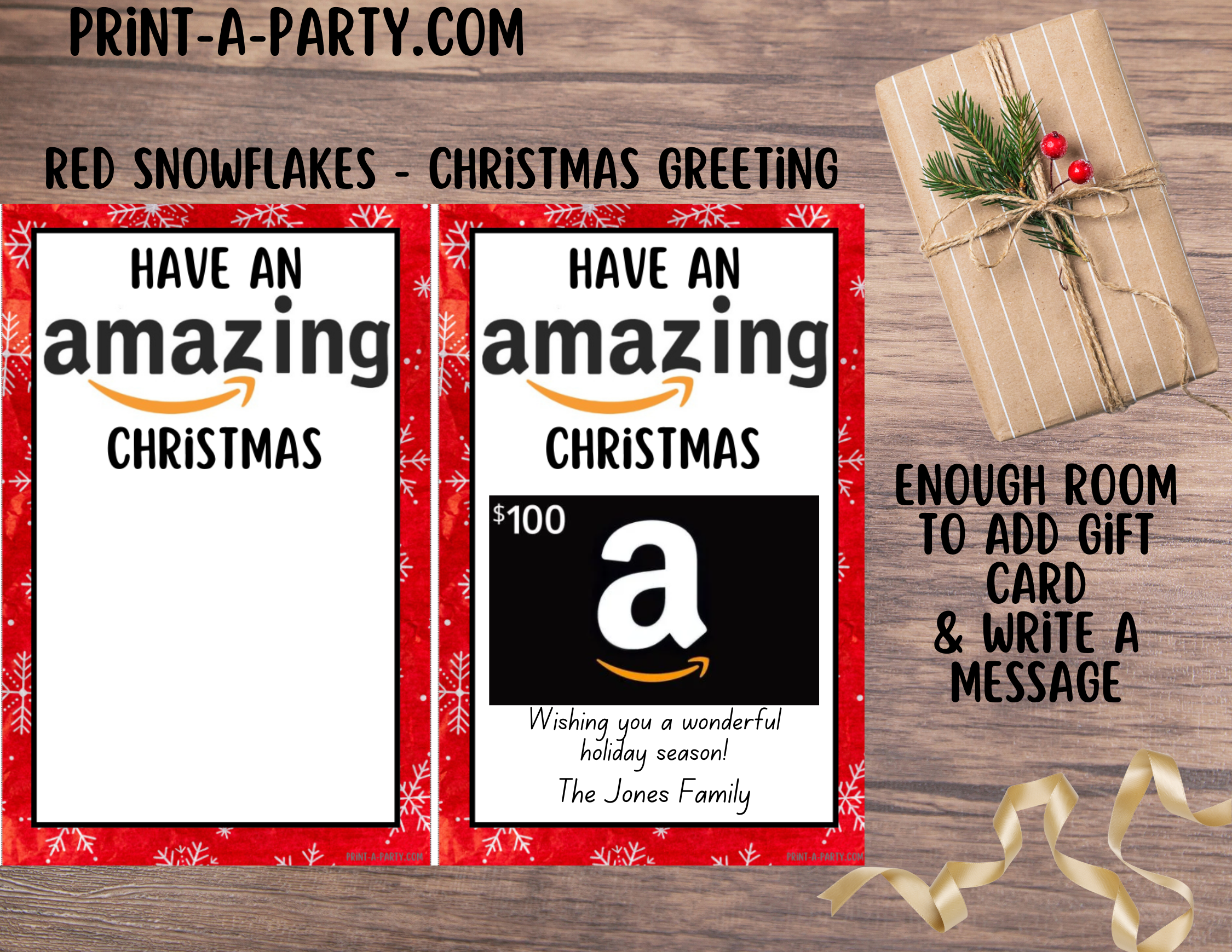 gift card amazon gift card holder printables – christmas & holiday