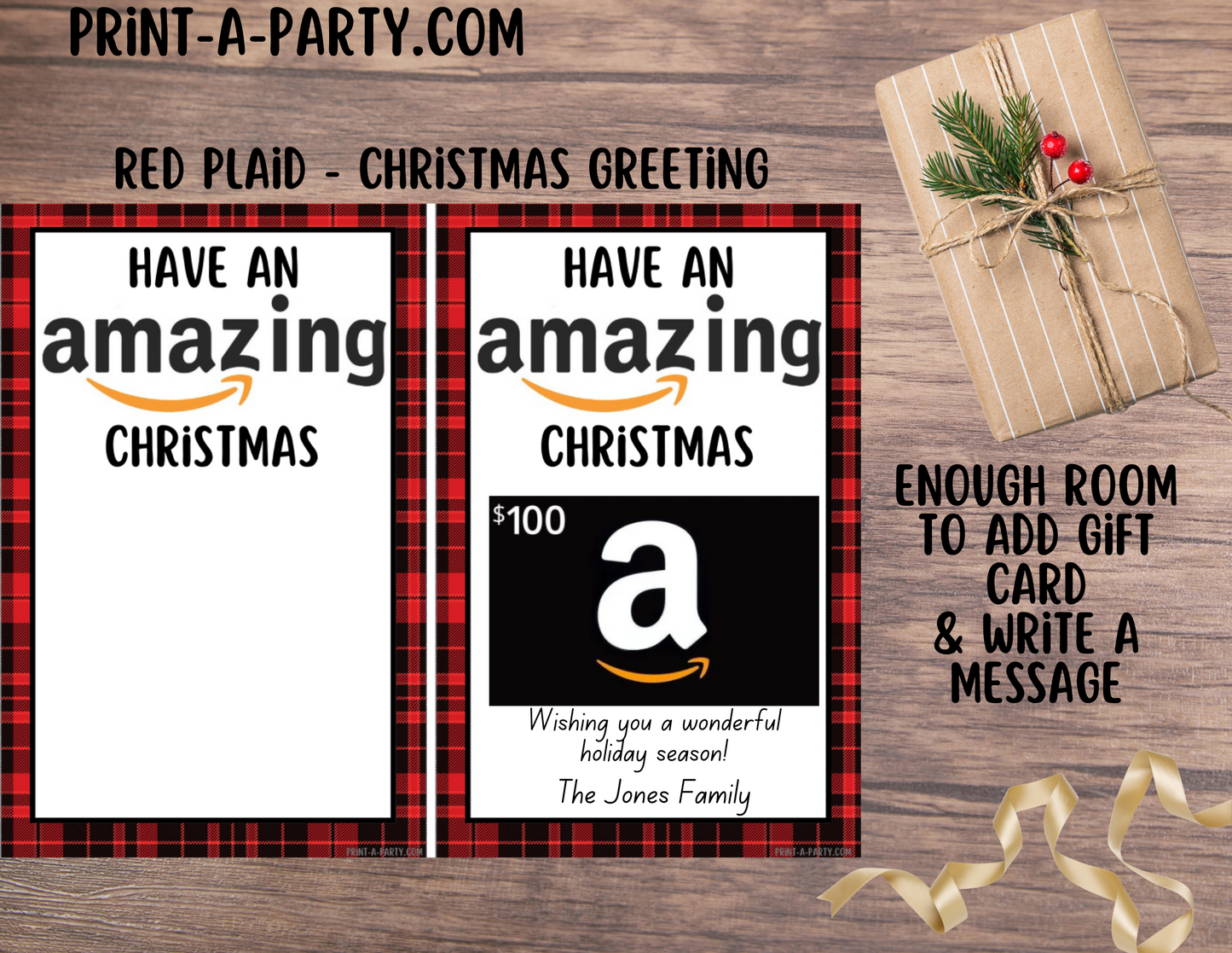 GIFT CARD Amazon Christmas Holiday Templates | Amazon Christmas Gift Card | Amazon Holiday Gift Card Printables - INSTANT DOWNLOAD