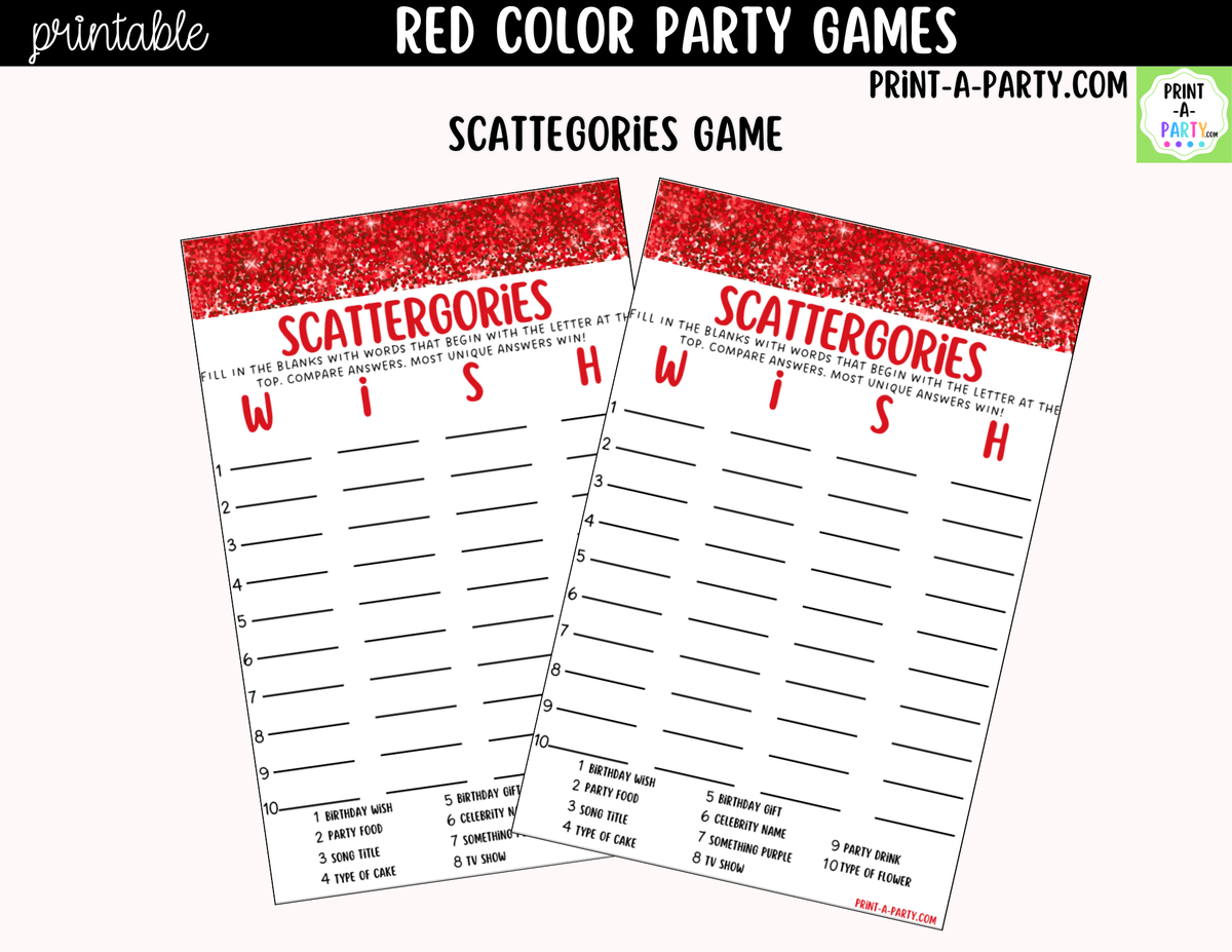 Red Party Games Printable