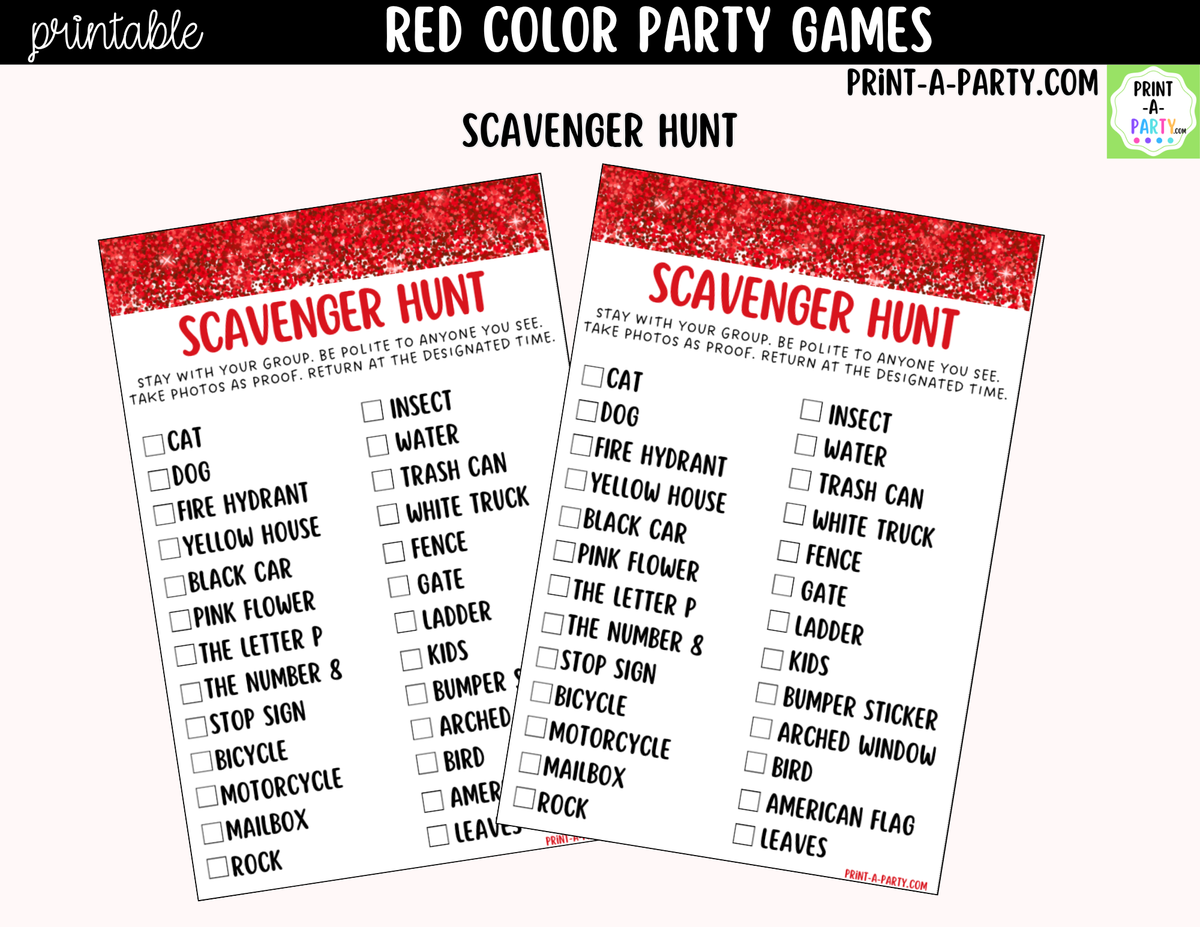 Red Party Games Printable