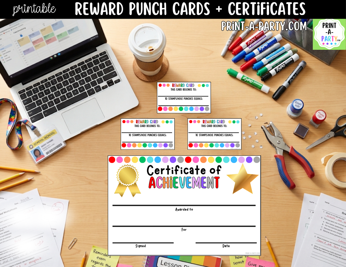 Colorful Polka Dots Reward Punch Cards & Certificates Printable