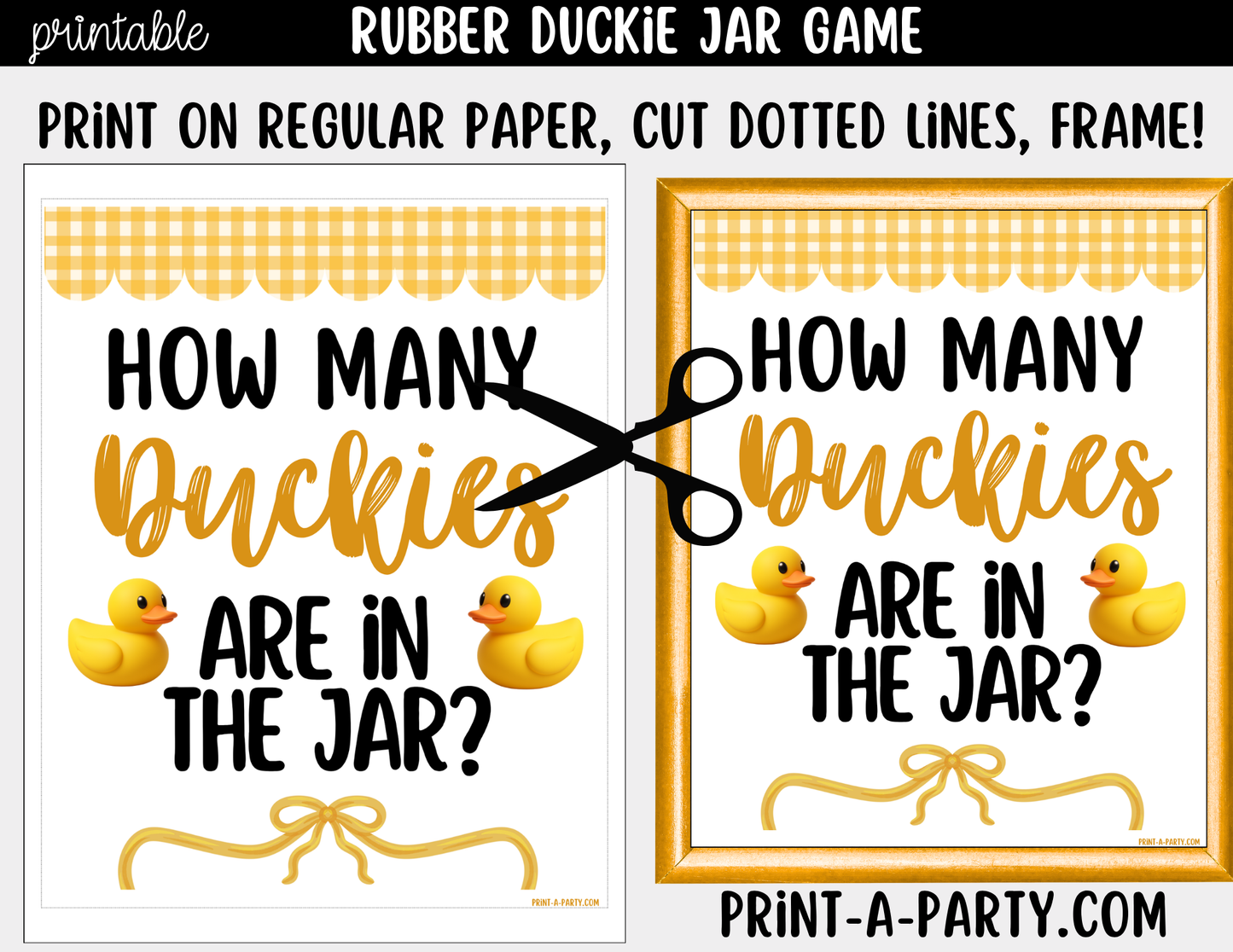 Rubber Duckie Baby Shower Jar Guessing Game Printable Sign (8x10) & Guessing Cards for Ducky themed baby events